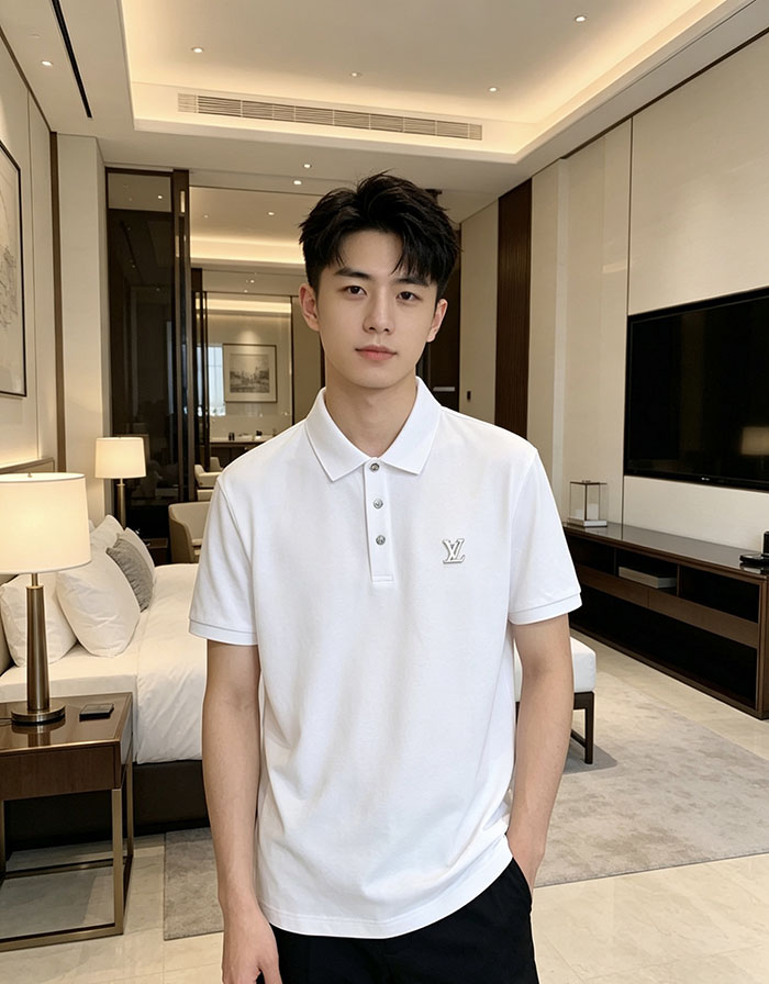 最高級ルイヴィトンスーパーコピー Louis Vuitton コットン 2026年春夏新作クラシックロゴポロシャツclothes202600428 ルイ・ヴィトンの白いカジュアルポロシャツ - 画像 (2)