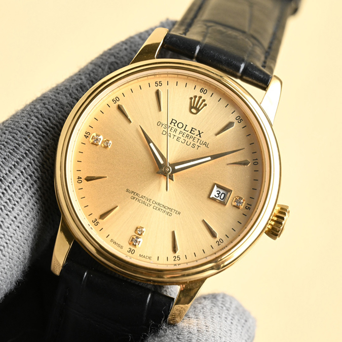ブランド腕時計専門店 通販 ROLEX風 ROLEX セリーニ Cellini シャンパンゴールド ダイヤモンドインデックス 自動巻き 腕時計 - 画像 (2)