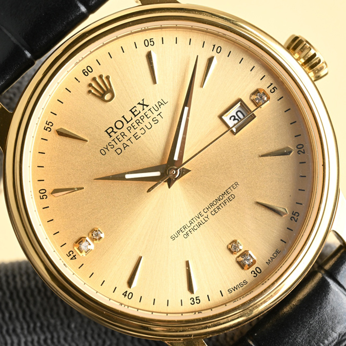 ブランド腕時計専門店 通販 ROLEX風 ROLEX セリーニ Cellini シャンパンゴールド ダイヤモンドインデックス 自動巻き 腕時計 - 画像 (3)