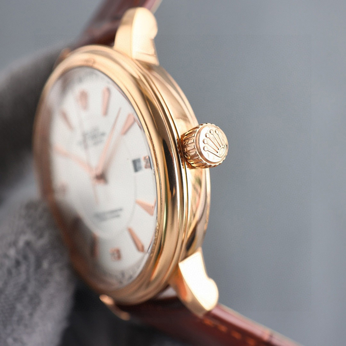 ブランド腕時計専門店 通販 ROLEX セルニニ 18Kイエローゴールド ダイヤ ホワイト デイト 自動巻き 革ベルト メンズ革ベルト - 画像 (5)